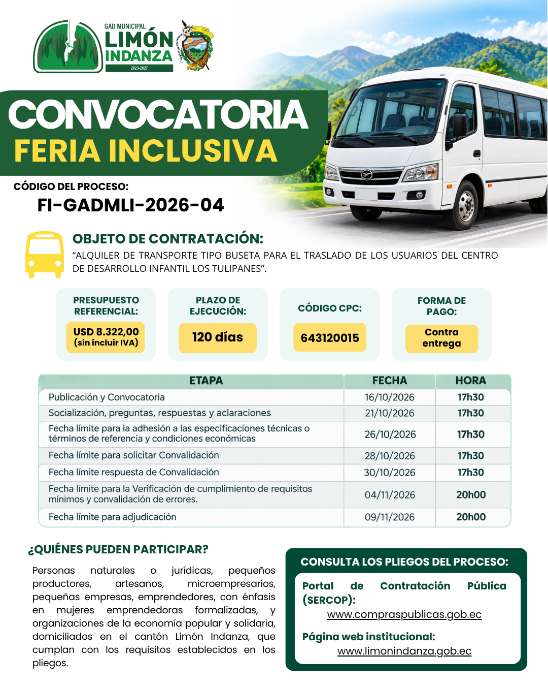 CONVOCATORIA FERIA INCLUSIVA – FI-GADMLI-2026-04